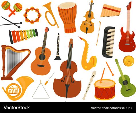 Musical instruments music sound instrument harp Vector Image