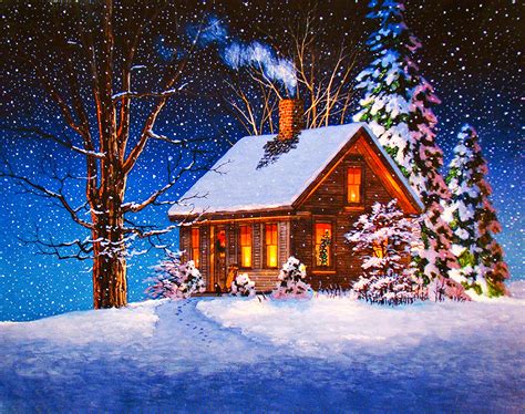 Christmas Cabin HD Winter Wonderland Wallpaper