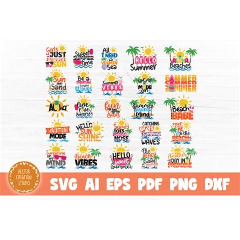 Summer Beach SVG Bundle Cut Files - SVG, PNG, DXF, PDF, AI F - Inspire Uplift