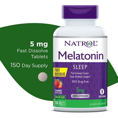 Natrol® Melatonin Fast Dissolve Sleep Aid Tablets, Strawberry, 5mg, 150 Count - DroneUp Delivery