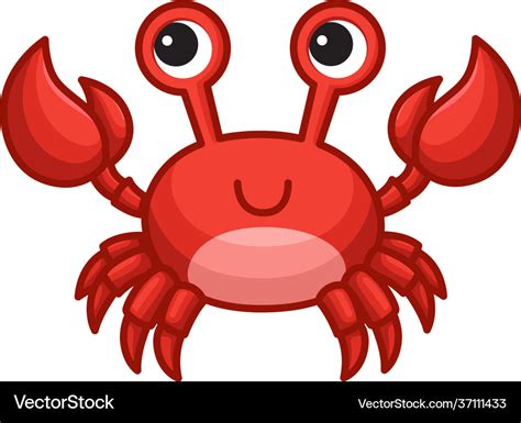 Cute cartoon crab isolated on white background Vector Image