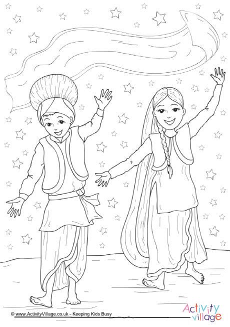 Bhangra Dance Colouring Page