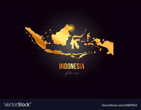 Indonesia country border map in gold golden metal Vector Image