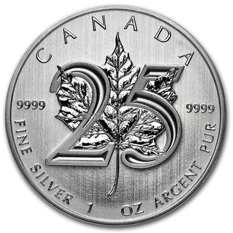 Canadian Maple Leaf 1 oz silver coin 25th Anniversary Canada 2013 | Coinsboutique