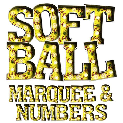 Digital Download Softball Pattern Marquee Letters & Numbers | Etsy ...