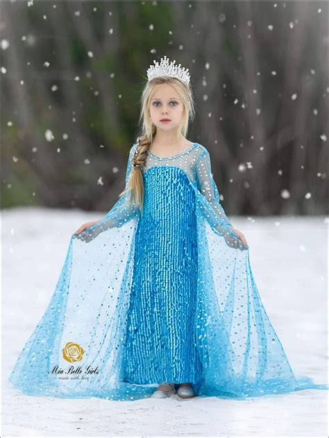 Girls Elsa from Frozen Inspired Halloween Costume Dress | Kids dress, Frozen dress, Frozen elsa ...