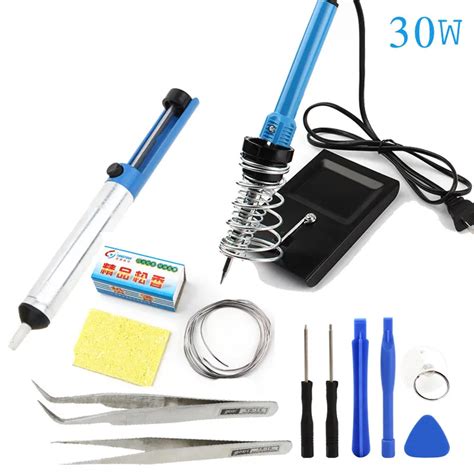 Electric Soldering Starter Tool Kit Set With Iron Stand Desoldering ...