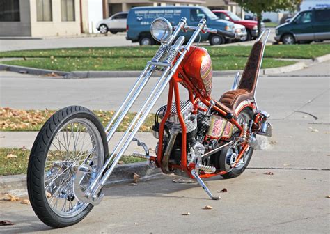 Custom Chopper Motorcycle in Orange and Black