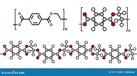 Terephthalic Acid, Polyester PET, Polyethylene Terephthalate Plastic Building Block. Skeletal ...