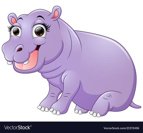 Happy hippo cartoon sitting Royalty Free Vector Image