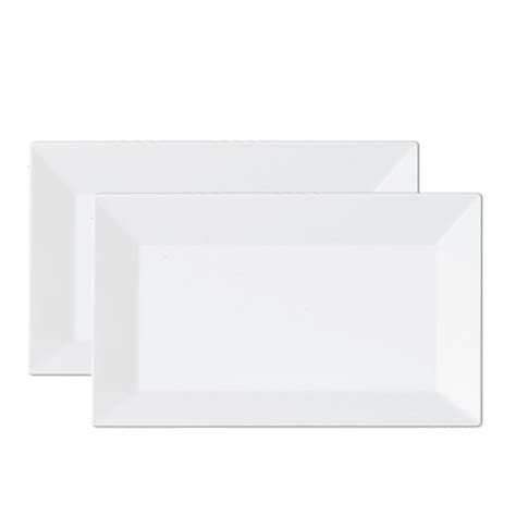 White Rectangle Plastic Dinner Plate 10 Pack - Splendid – Posh Setting