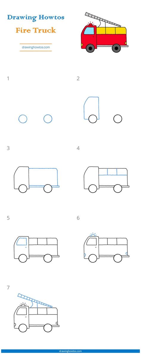 How to Draw a Fire Truck - Step by Step Easy Drawing Guides - Drawing Howtos in 2023 | Easy ...