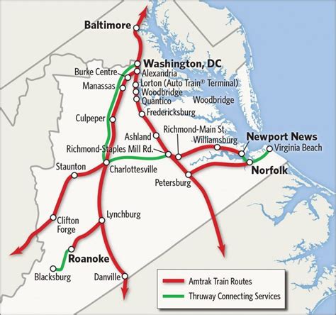 Thruway Bus Connections In Virginia | Amtrak - Amtrak Florida Map | Printable Maps