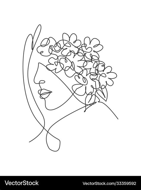 One single line drawing abstract face Royalty Free Vector