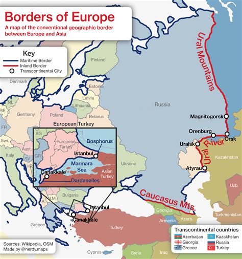 Geographic Borders of Europe : r/MapPorn