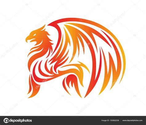 Apasionado Flaming Imaginary Mythology Creature Logo Griffin vector, gráfico vectorial ...