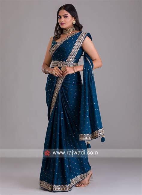 Elegant Blue Dori and Sequins Work Designer Saree