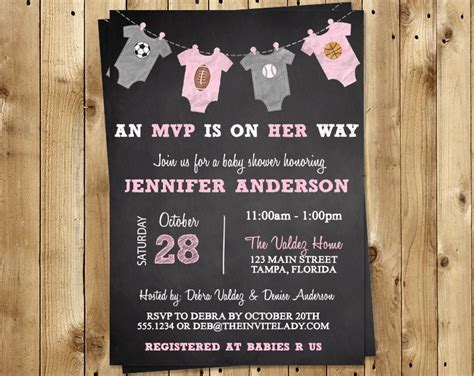 Sports Baby Shower Invitations Chalkboard Baseball