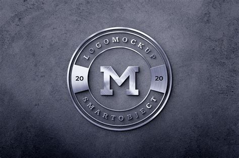 Free Silver Metal Logo Mockup | Mockuptree