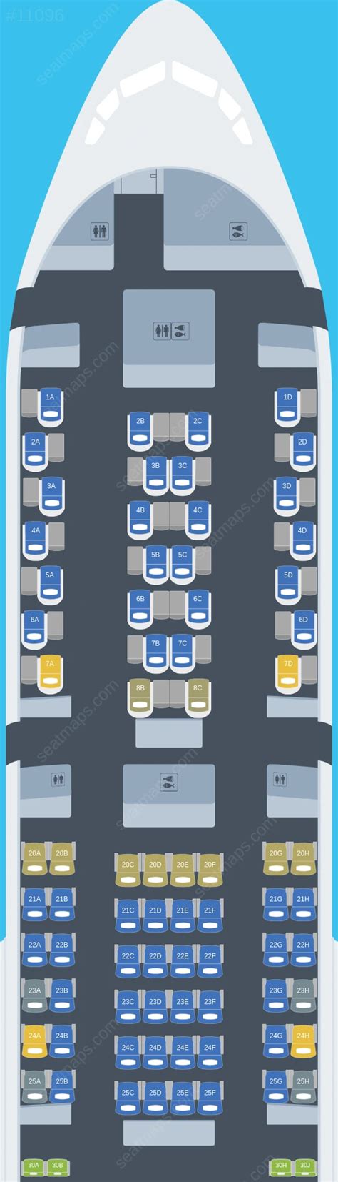 Seat map of Air India Boeing 777-200LR aircraft