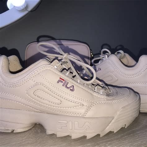 pastel pink chunky Fila shoes great street shoe for... - Depop