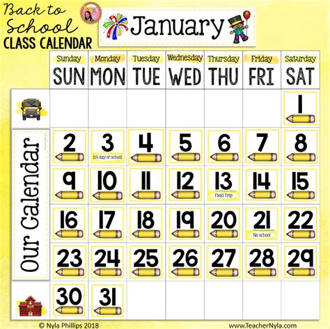 Printable Classroom Calendar Bulletin Boards | Nyla's Crafty Teaching