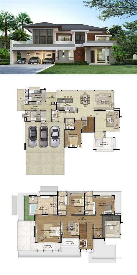 LAND AND HOUSES Modern House Floor Plans, Modern House Plans, Dream ...