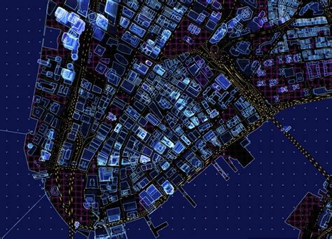 A Fantastic, Futuristic Map With Animated Traffic and Glowing Buildings ...