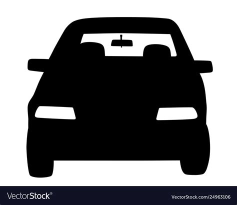 Parked car front view silhouette Royalty Free Vector Image