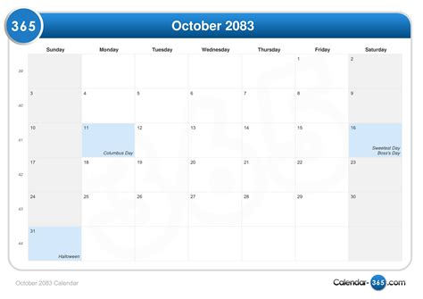 October 2083 Calendar