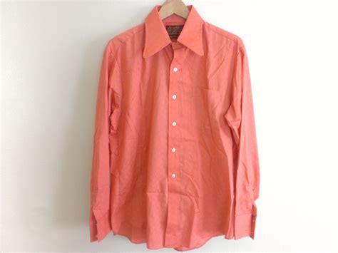 70s vintage men seventies salmon color shirt ok by LAvintageDeals