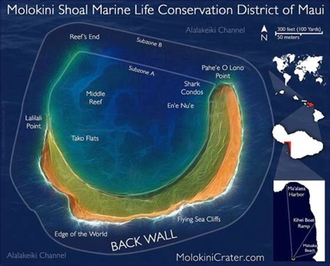 Molokini Snorkeling Map | Molokini Crater Maui, Hawaii