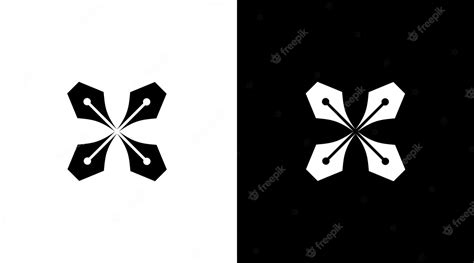 Premium Vector | Pen and cross logo vector black and white icon style design template