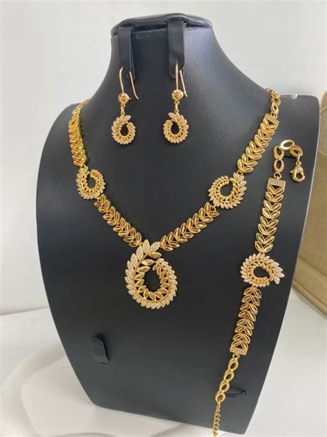 24 Real Gold Plated Jewelry Set, Grain Coin Necklace Bangles Earrings Bridal Set, Dubai Jewelry ...