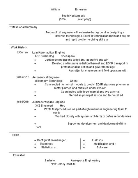 Aeronautical Engineer Resume Examples | Aviation | LiveCareer