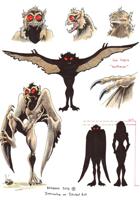 Cryptids sheet 02 Mothman by Dracowhip on DeviantArt