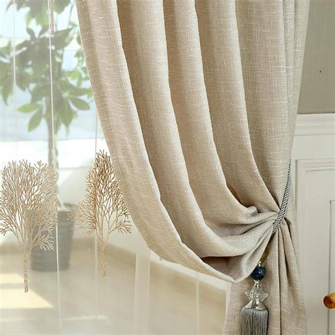 Solid Beige Curtains Grommet Top Drapes for Bedroom Set of 2 Panels ...