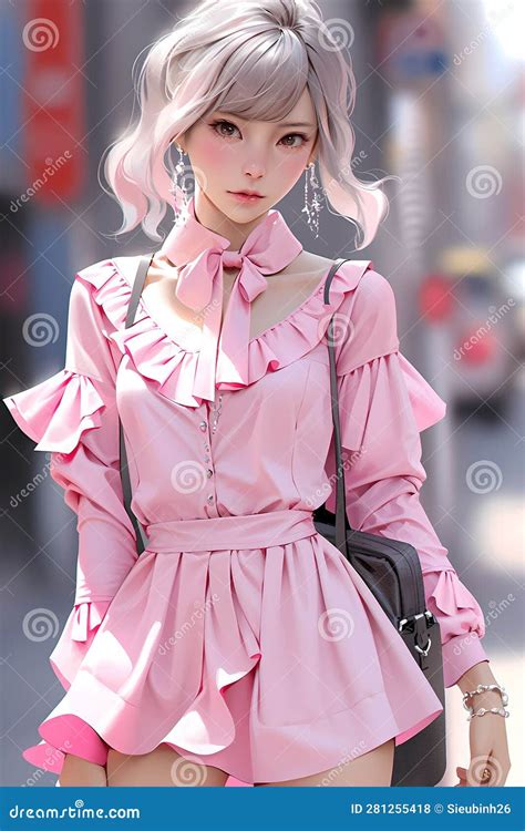 A Pretty Anime Girl in Formal Outfit Generated by Ai Stock Illustration - Illustration of purple ...