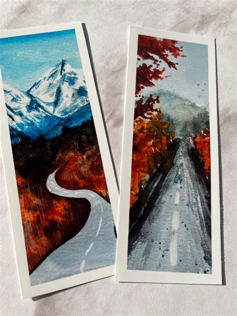 Autumn / Fall Leaves Landscape Watercolor Bookmarks 4-pack - Etsy