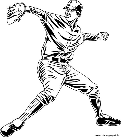 Pitcher Baseball A251 Coloring Pages Printable