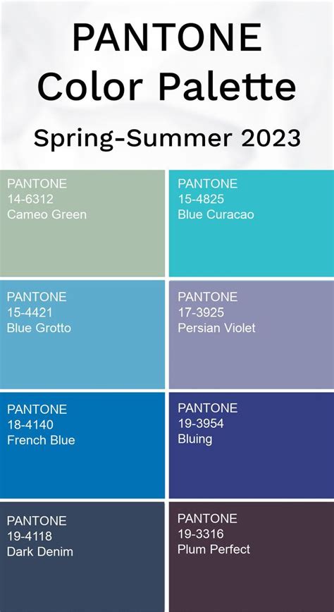 Pantone Color Trend Spring-Summer 2023 - Cool Summer Palette #pantone #color #trends | Summer ...