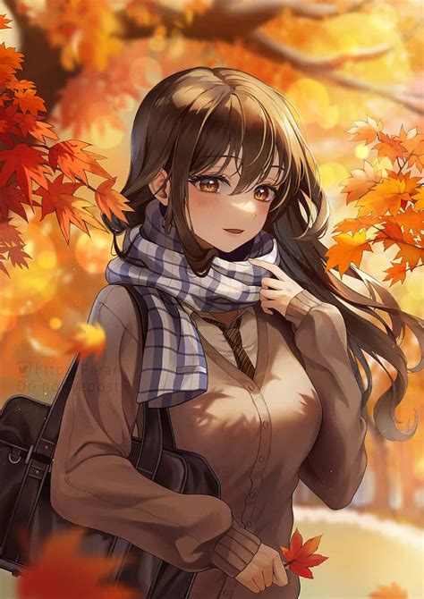 Download Fall Anime Girl With Sunlight Wallpaper | Wallpapers.com