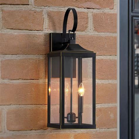 TRUE FINE 25.7 in. 2-Light Bronze Non Solar Large Outdoor Wall Lantern ...