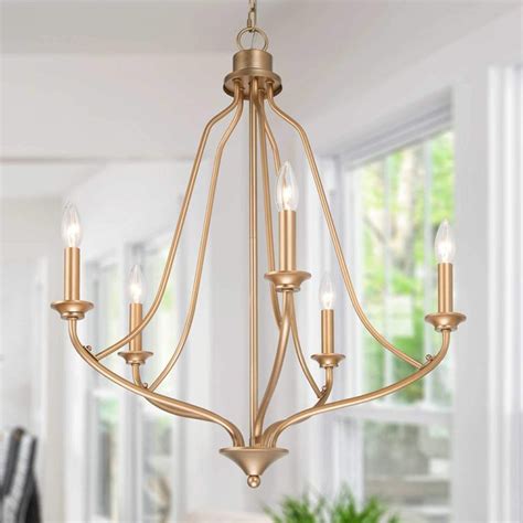 LNC HOME Slim shaded chandelier - Gold | Modern gold dining room, Modern gold chandelier, Gold ...