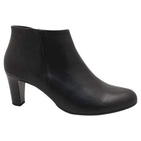 Black Leather Low Heel Ankle Boots By Gabor At Walk In Style