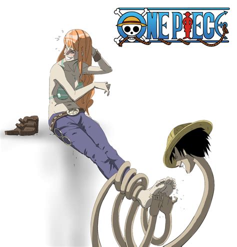 Luffy Tickles Nami by PawFeather on DeviantArt