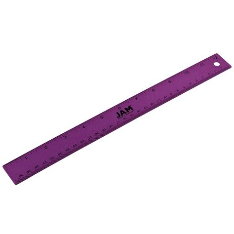 JAM Stainless Steel Ruler, 12 Inch, Metal Ruler with Non-Skid Cork Backing, Purple Metallic, 12 ...