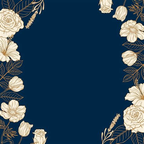 Vintage flowers frame background, navy | Premium Vector - rawpixel