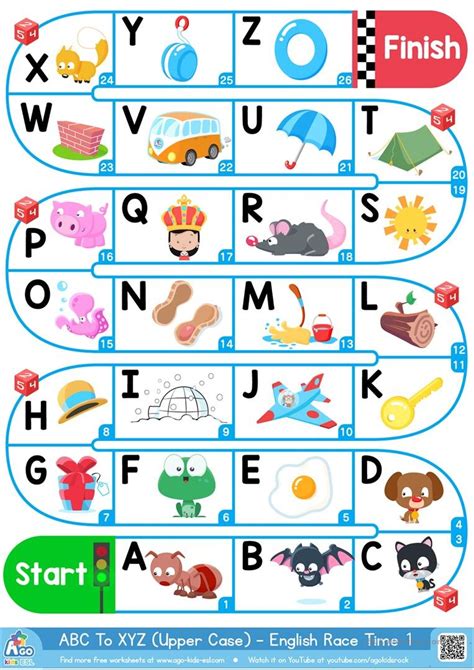 A-Z Upper Case Alphabet - Esl Board Game Worksheet - Free Esl - Free Printable Alphabet Games ...