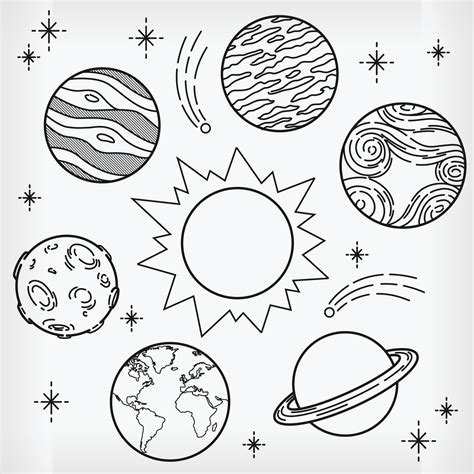 Solar System Sketch Drawing